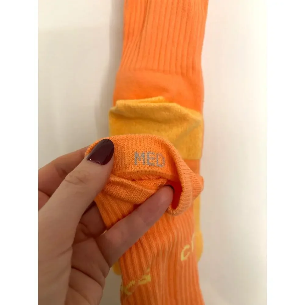 Crocs Crew Toe Tabi Socks Unisex Medium Orange Yellow Split Toe Gripper Sole NEW